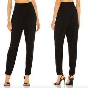 Ronny Kobo black Phyllis drape pleated tapered high waisted rise flowy pants